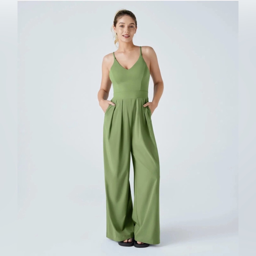HALARA Olive Green Wide-Leg Jumpsuit